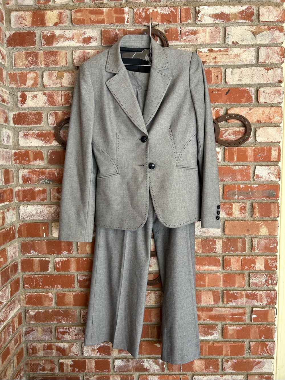ANTONIO MELANI Light Gray Women's Two-Piece Suit Blazer & Pants